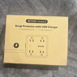 TROND Surge Protector Power Strip with USB Ports, 5ft‎ Flat Plug, 1440J, White